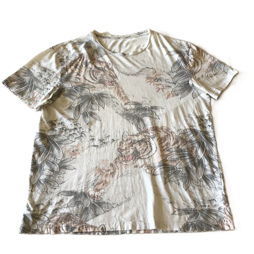 ALLSAINTS Chokai SS Crew Neck T-Shirt Oversized Fit Tiger Print Mens S Portugal - Picture 3 of 12